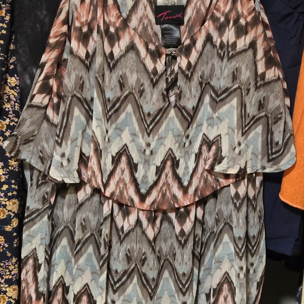 Torrid Zigzag Pattern Blouse - Brown and Blue